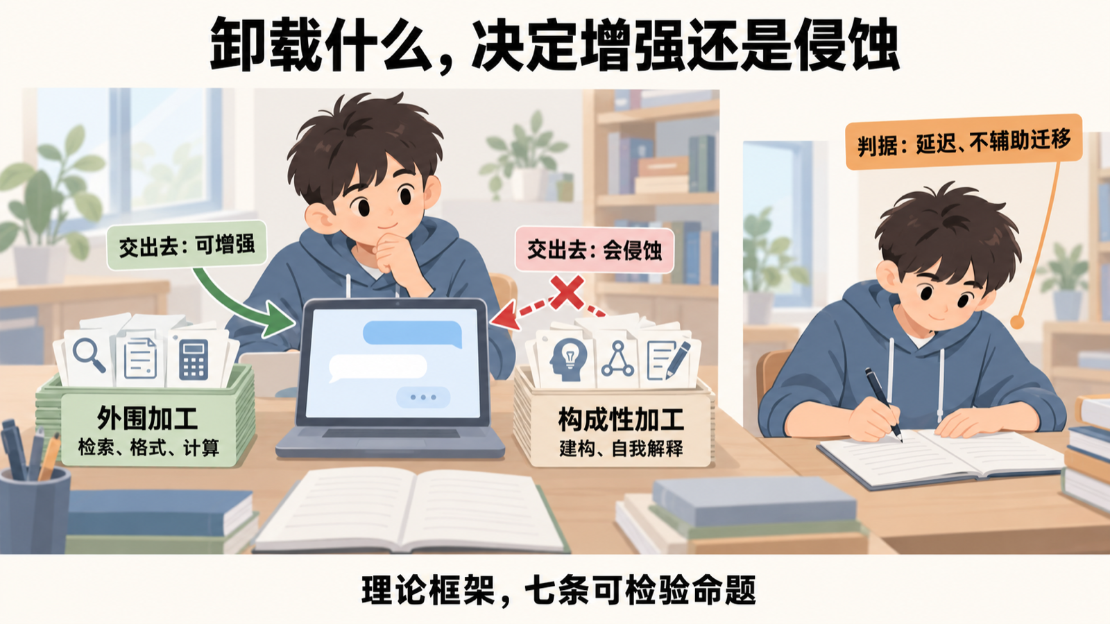外围卸载可增强、构成性卸载会侵蚀,以延迟不辅助迁移为判据